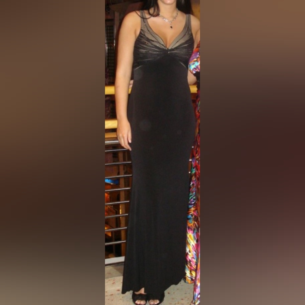 Gorgeous Black Gown with Taupe accents by JS Boutique. Size 10. Worn One time.